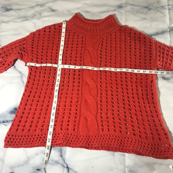 Free People Orange Cable Knit Turtleneck Sweater - Picture 6 of 6